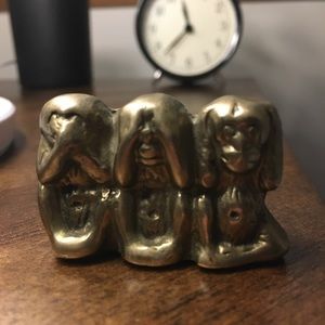Solid brass see, hear, speak no evil monkeys